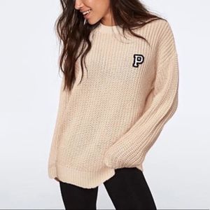 NWT Love PINK by Victoria’s Secret Forenza Cream Knit Sweater in Size M